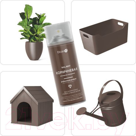 Изображение товара Эмаль Elcon Универсальная алкидная RAL 8017 (520мл, глянцевый коричневый)