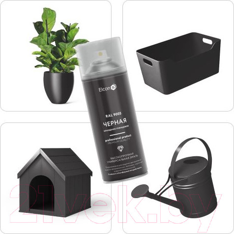 Изображение товара Эмаль Elcon Универсальная алкидная RAL 9005 (520мл, глянцевый черный)