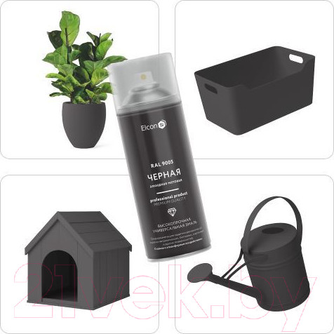 Изображение товара Эмаль Elcon Универсальная алкидная RAL 9005 (520мл, матовый черный)