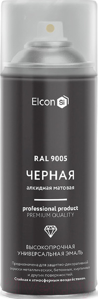 Изображение товара Эмаль Elcon Универсальная алкидная RAL 9005 (520мл, матовый черный)