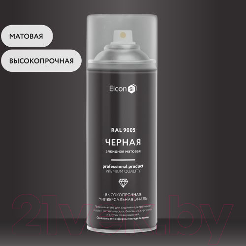 Изображение товара Эмаль Elcon Универсальная алкидная RAL 9005 (520мл, матовый черный)