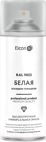Изображение товара Эмаль Elcon Универсальная алкидная RAL 9003 (520мл, глянцевый белый)