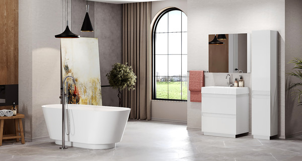 Изображение товара Шкаф-пенал для ванной Belux Базель П 35 (18, белый матовый)