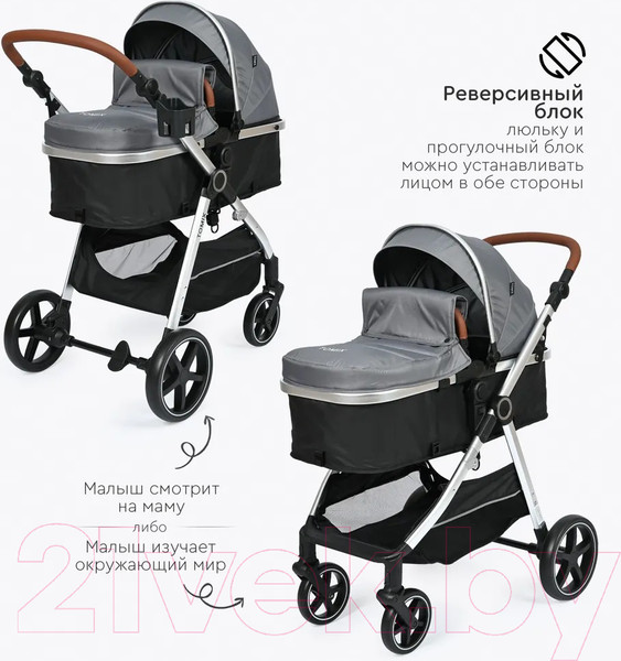 Изображение товара Детская универсальная коляска Tomix Sunny 3 в 1 / 619C (Grey)