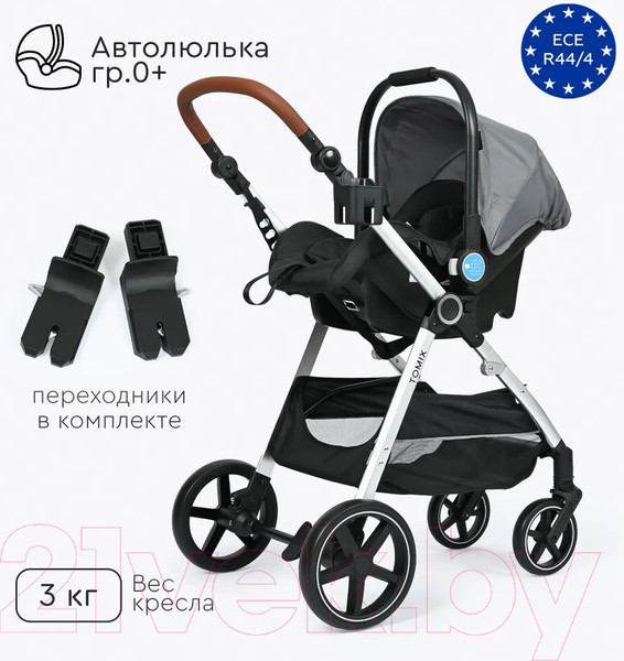 Изображение товара Детская универсальная коляска Tomix Sunny 3 в 1 / 619C (Grey)
