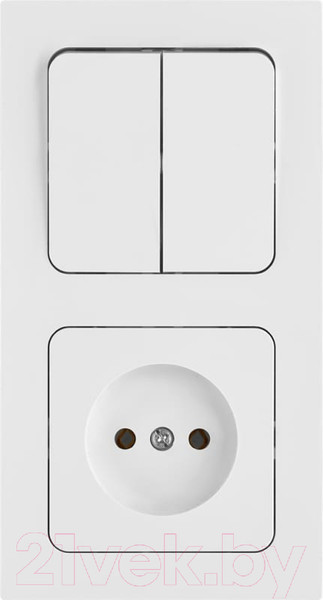 Изображение товара Блок выключатель+розетка Bylectrica Astrum 2В-РЦ-7521 (белый)