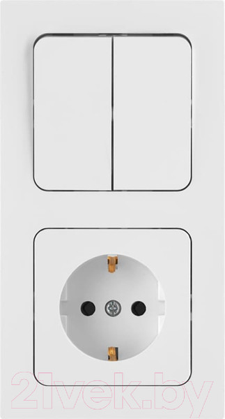 Изображение товара Блок выключатель+розетка Bylectrica Astrum 2В-РЦ-7522 (белый)