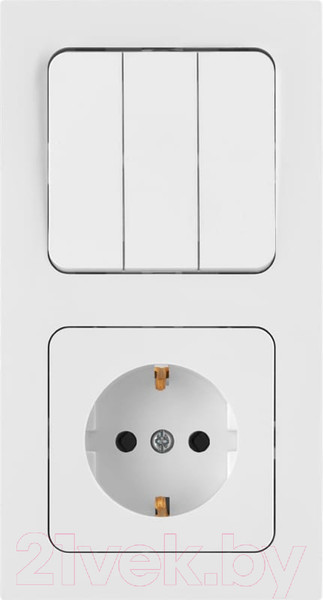 Изображение товара Блок выключатель+розетка Bylectrica Astrum 3В-РЦ-7532 (белый)