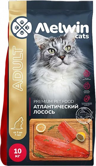 Изображение товара Сухой корм для кошек Melwin С атлантическим лососем (10кг)