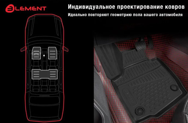 Изображение товара Комплект ковриков для авто ELEMENT ELEMENT3DAN0474210K для Kaiyi E5 2023 (4шт)