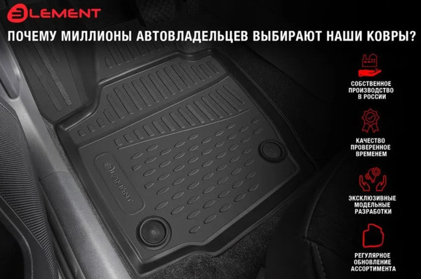 Изображение товара Комплект ковриков для авто ELEMENT ELEMENT3DAN0474210K для Kaiyi E5 2023 (4шт)
