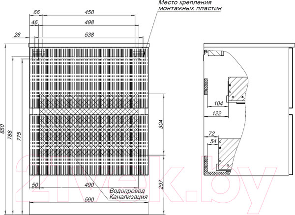 Изображение товара Тумба под умывальник Aquanet Джейн 60 / 313316 (мисти грин)