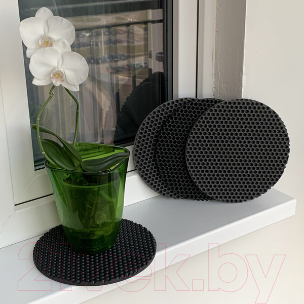 Изображение товара Набор ковриков для кашпо Alicosta Классик Эва / 220x220_4/2/2_UNI (соты, черный/серый)