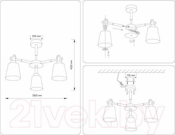 Изображение товара Люстра Ambrella TR82206/3 BK/LWD