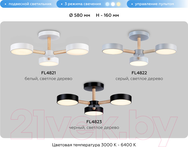 Изображение товара Люстра Ambrella FL4821/3 WH 