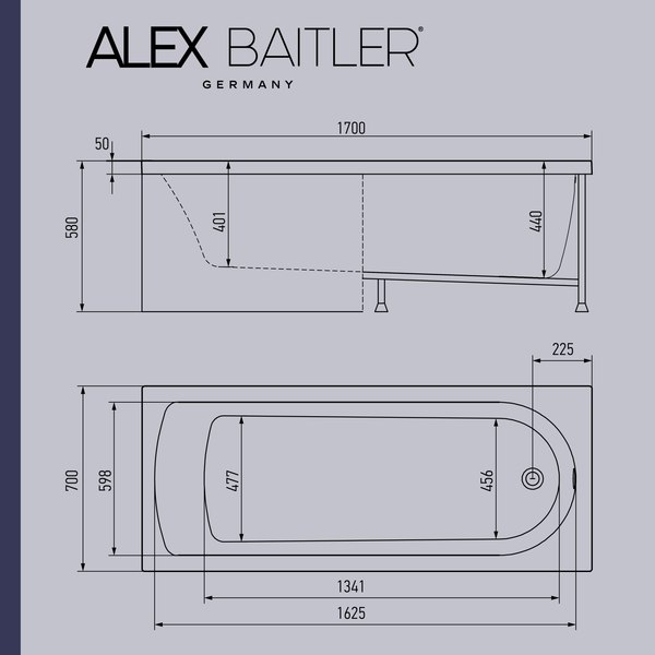 Изображение товара Ванна акриловая Alex Baitler Michigan 170х70 (New White)