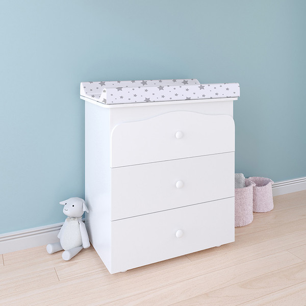 Изображение товара Комод пеленальный Polini Kids Simple с пеленальной доской Звезды / 0002783.9 (белый)