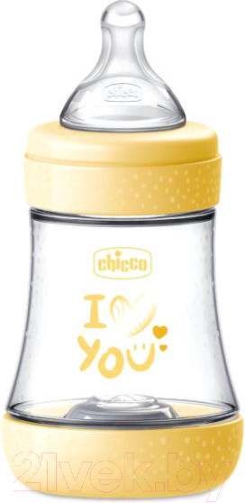 Изображение товара Бутылочка для кормления Chicco Perfect 5 Uni с силиконовой соской / 00020211310040 (150мл, желтый)