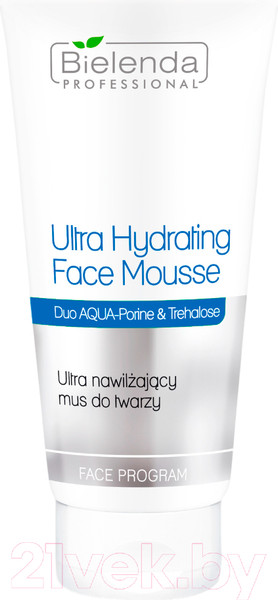 Изображение товара Маска для лица кремовая Bielenda Professional Мусс Duo Aqua Porin & Trehalose Ультраувлажняющий (150мл)