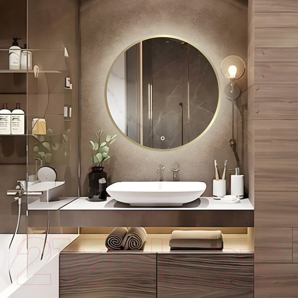 Изображение товара Зеркало Emze 60 / LED.UV.60.60.AUR (золотой с УФ-окантовкой и подсветкой)