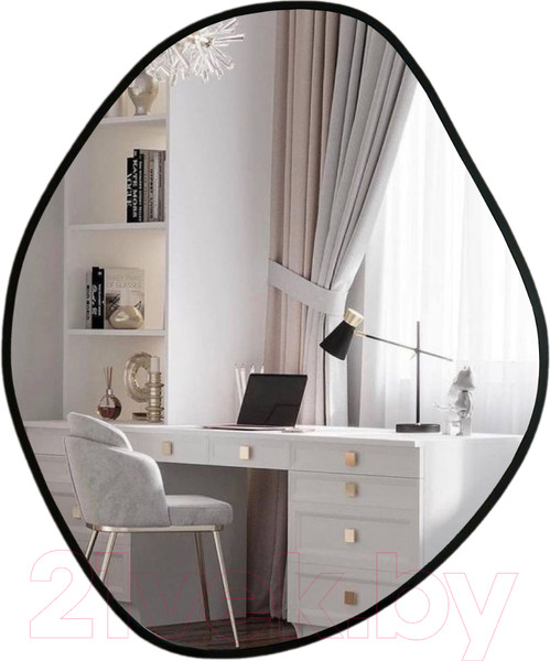 Изображение товара Зеркало Emze 76x92 / LED.UV.NF.76.92.CHE.4K (черный УФ-окантовкой и подсветкой)