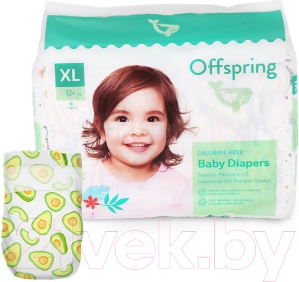 Изображение товара Подгузники детские Offspring XL 12+кг Авокадо / OF01XL30AVO (30шт)