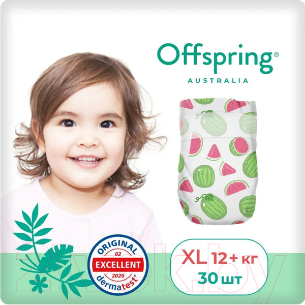 Изображение товара Подгузники детские Offspring XL 12+кг Арбузы / OF01XL30WML (30шт)