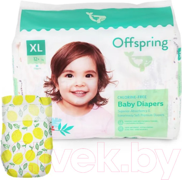 Изображение товара Подгузники детские Offspring XL 12+кг Лимоны / OF01XL30LM (30шт)