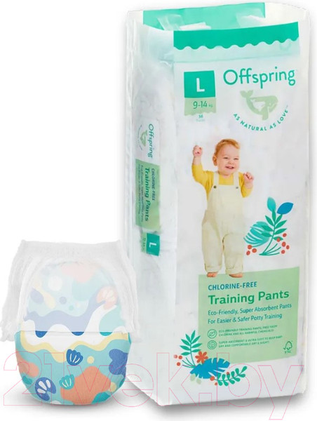Изображение товара Подгузники-трусики детские Offspring L 9-14кг Море / OF02LAQT (36шт)