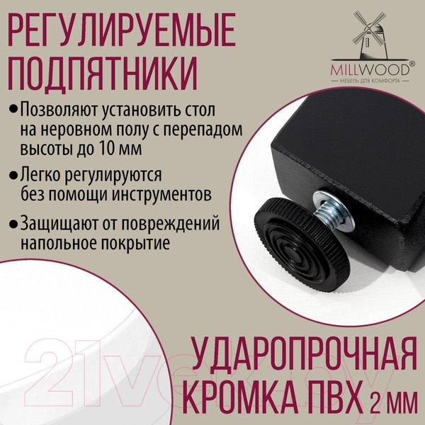 Изображение товара Обеденный стол Millwood Шанхай Л18 D110 (белый/металл черный)