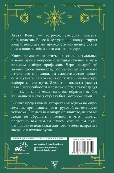 Изображение товара Книга АСТ Натальный гороскоп: поиск своего дела и предназначения (Велес А.)