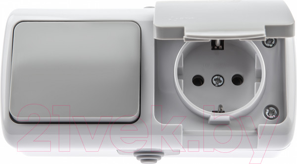 Изображение товара Блок выключатель+розетка INTRO Atlantic 5-701-03 / Б0050947 (серый)