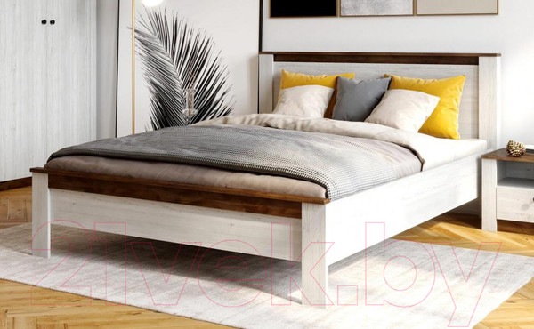 Изображение товара Полуторная кровать Мебельград Даллас с ортопедическим основанием 120x200 (дуб винтерберг/таксония)