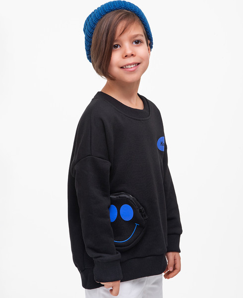 Изображение товара Свитшот детский Amarobaby Smile / AB-OD23-S28/09-116 (черный, р.116)