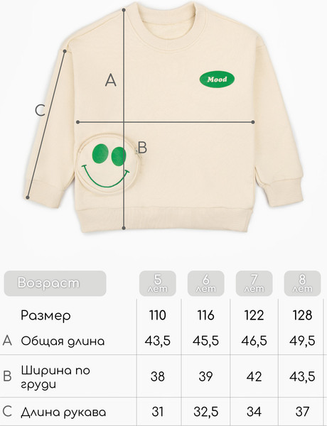 Изображение товара Свитшот детский Amarobaby Smile / AB-OD23-S28/09-116 (черный, р.116)