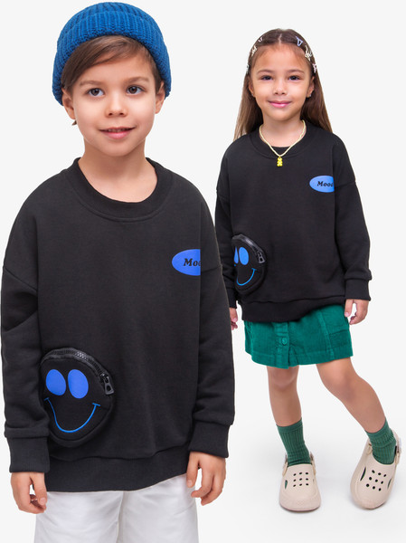 Изображение товара Свитшот детский Amarobaby Smile / AB-OD23-S28/09-122 (черный, р.122)