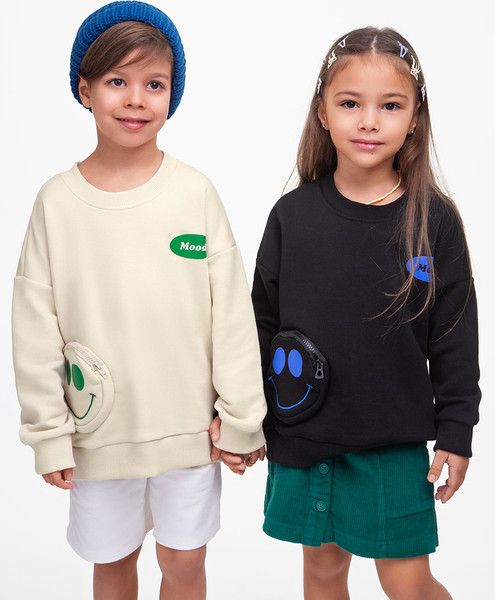 Изображение товара Свитшот детский Amarobaby Smile / AB-OD23-S28/09-122 (черный, р.122)