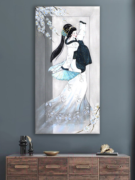 Изображение товара Картина Декарт Японский стиль Гейша в черном 8Л3834 (авторская в раме)