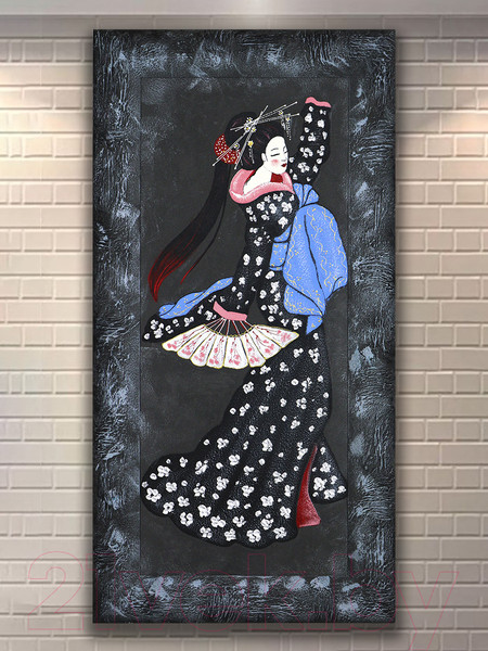 Изображение товара Картина Декарт Японская девушка с веером 1 8Л3838 (авторская в раме)