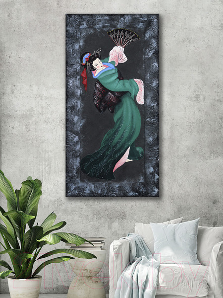 Изображение товара Картина Декарт Японская девушка с веером 2 8Л3839 (авторская в раме)