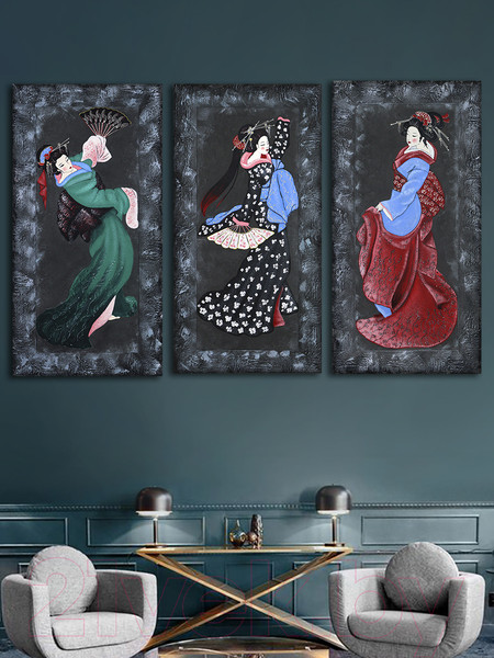 Изображение товара Картина Декарт Японская девушка с веером 2 8Л3839 (авторская в раме)