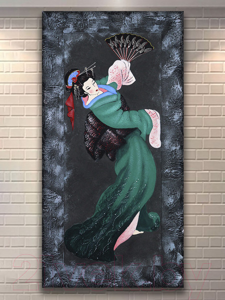 Изображение товара Картина Декарт Японская девушка с веером 2 8Л3839 (авторская в раме)