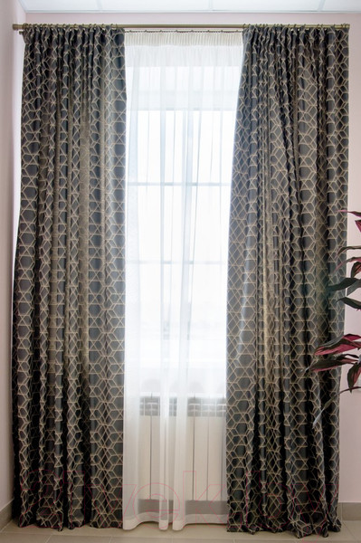 Изображение товара Комплект штор Decoretto Урбан графит УГ-K8 (213x260, графит с рисунком)