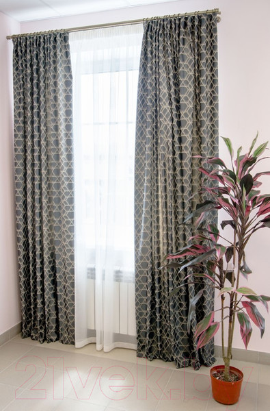 Изображение товара Комплект штор Decoretto Урбан графит УГ-K8 (213x260, графит с рисунком)