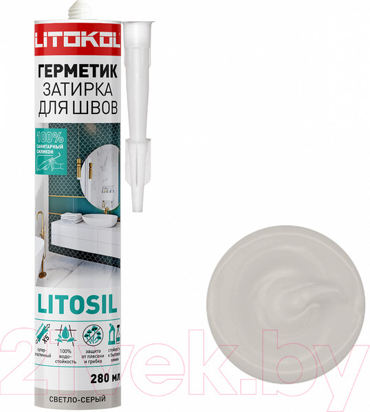 Изображение товара Герметик силиконовый Litokol Litosil Санитарный (280мл, светло-серый)
