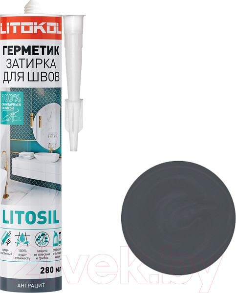 Изображение товара Герметик силиконовый Litokol Litosil Санитарный (280мл, антрацит)