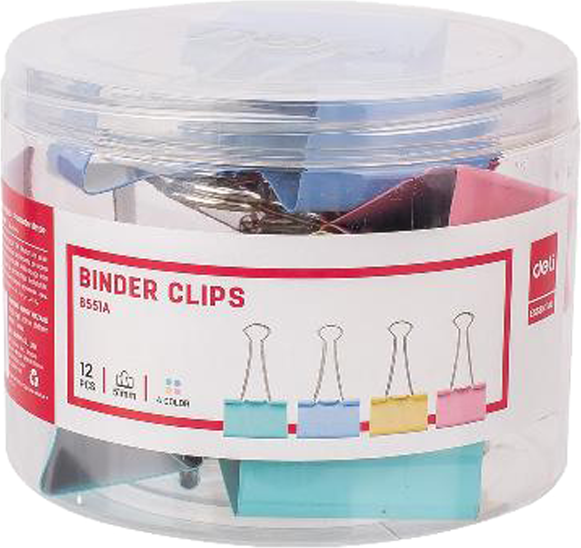 Изображение товара Зажим для бумаги Deli Classic / 8551A (12шт, пастель)