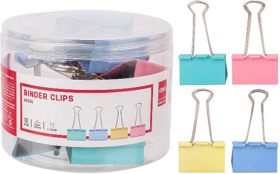 Изображение товара Зажим для бумаги Deli Classic / 8551A (12шт, пастель)