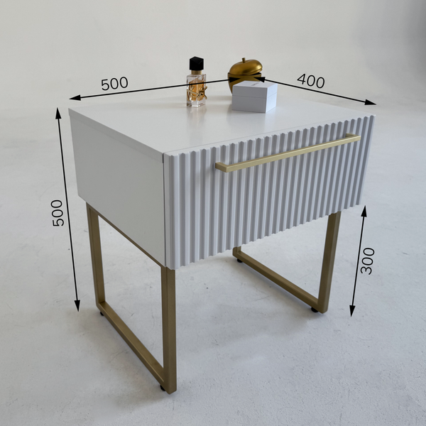 Изображение товара Прикроватная тумба Shtabe Gross 6101 эко (белый/ручка золото)