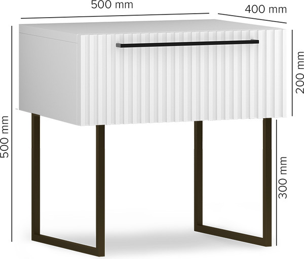 Изображение товара Прикроватная тумба Shtabe Gross 6101 эко (белый/ручка черный)